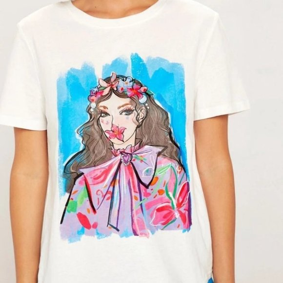 Contemporary On trend Figure Graphic Tee shirt top - Picture 2 of 5